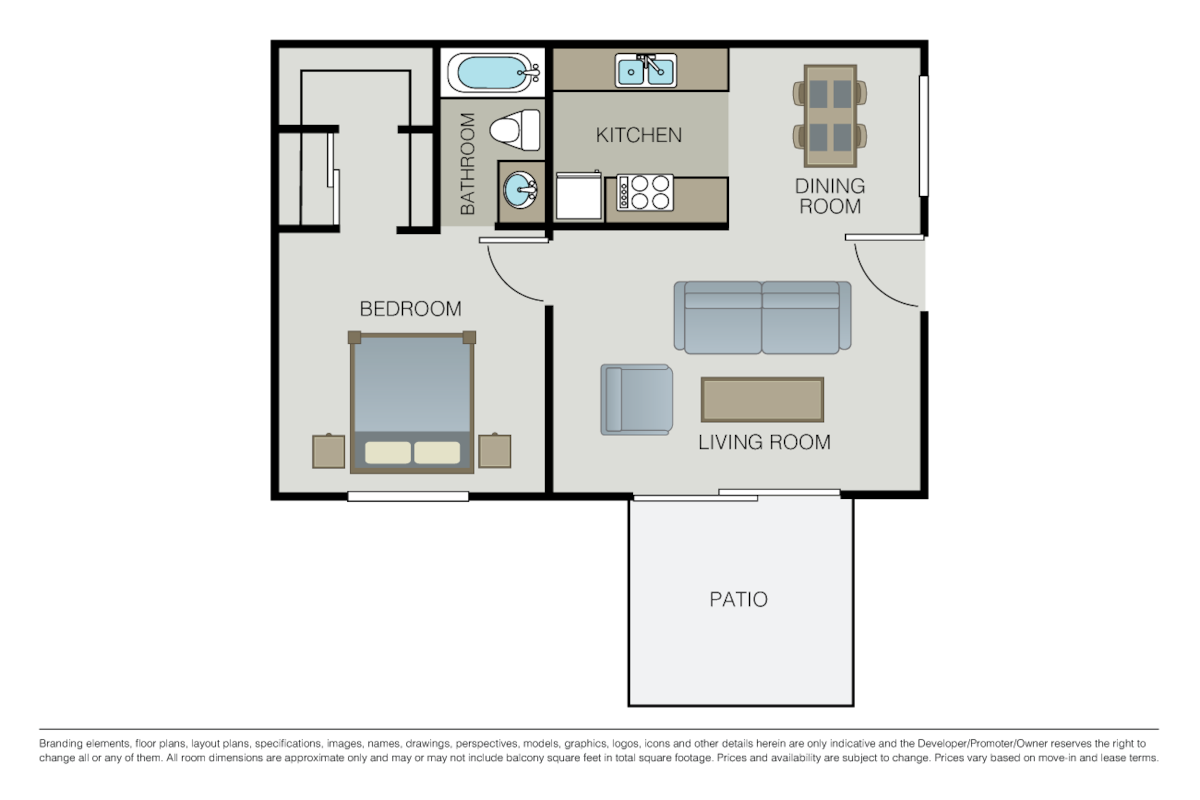 Floorplan diagram for Carmelo, showing 1 bedroom