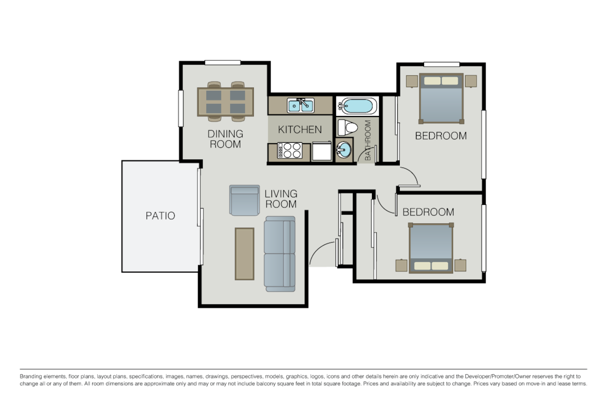 Floorplan diagram for Solano, showing 2 bedroom