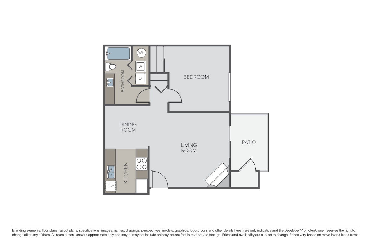 Floorplan diagram for Plan 1B, showing 1 bedroom