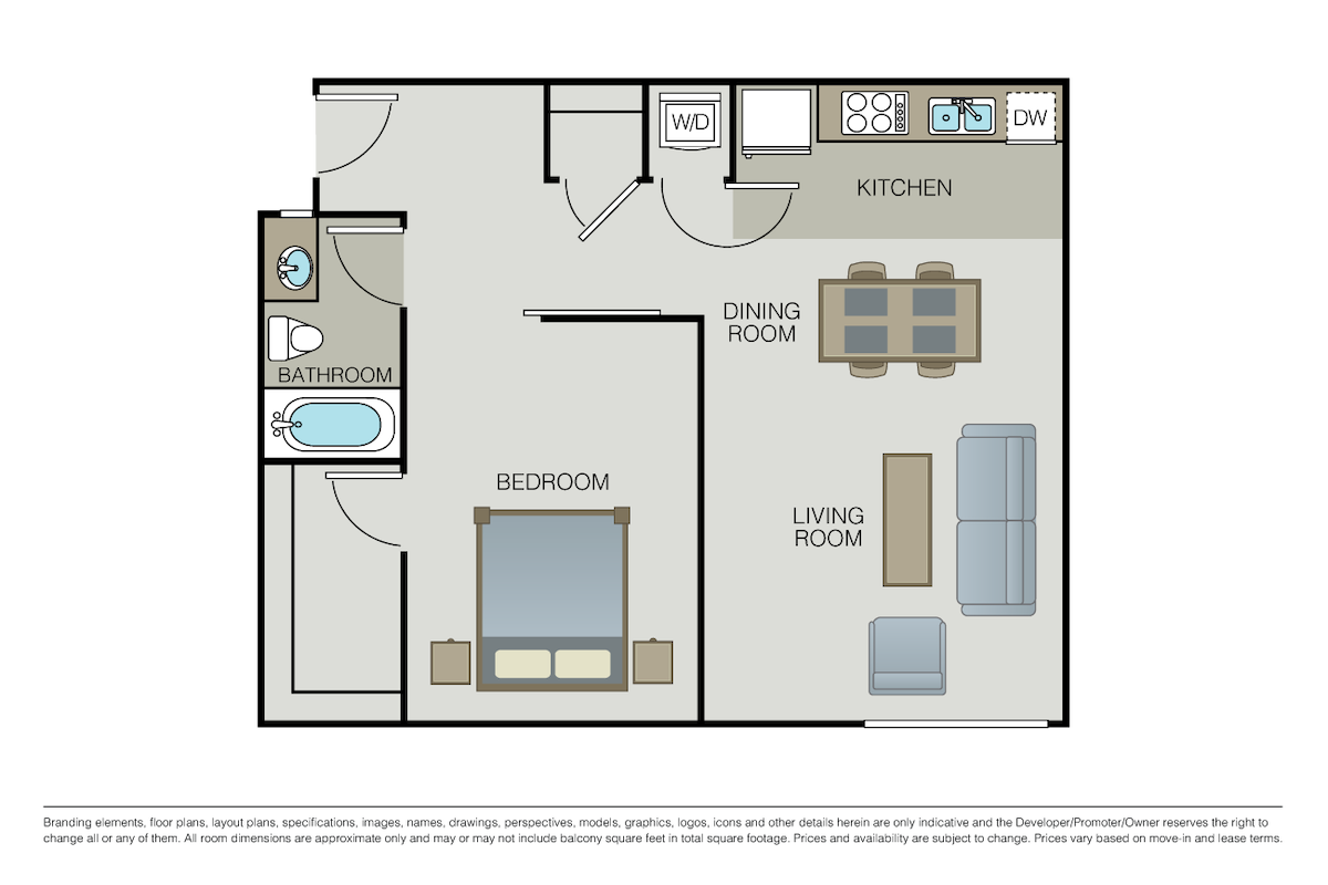 Floorplan diagram for Plan 1B, showing 1 bedroom