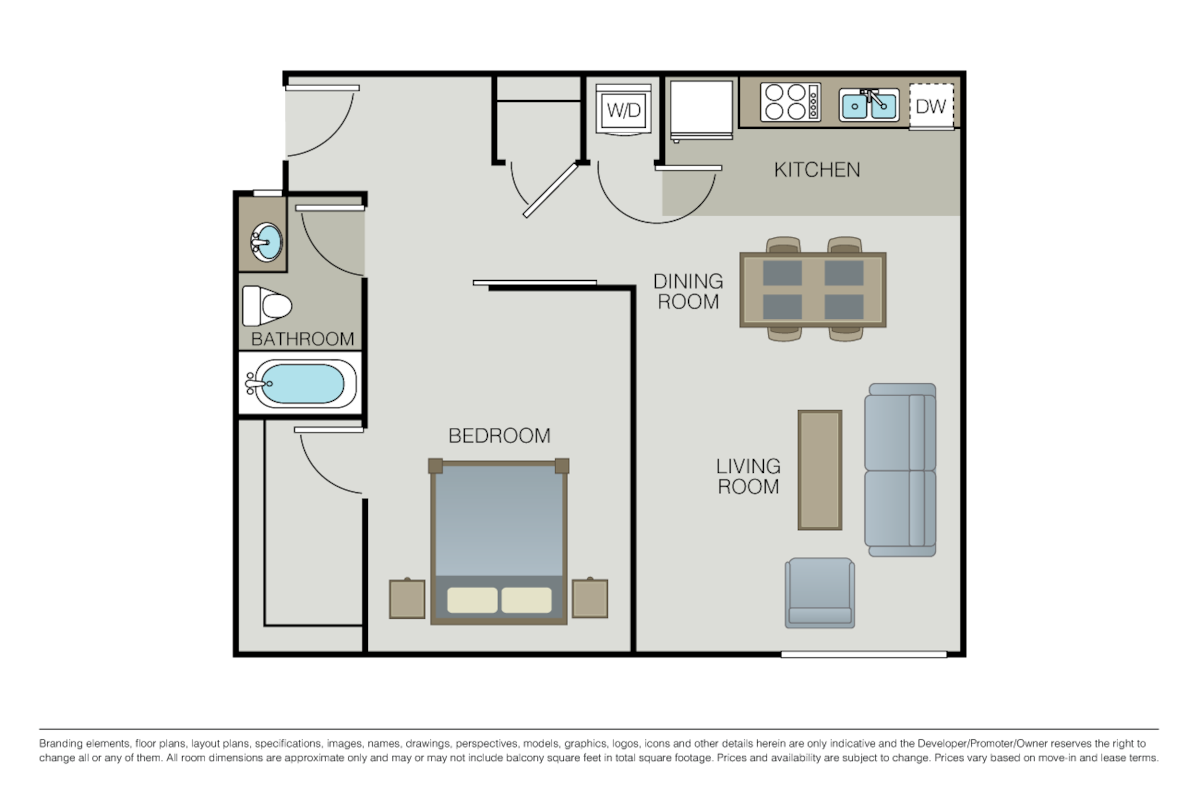 Floorplan diagram for Open 1 Bedroom, showing 1 bedroom