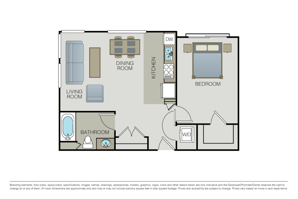 Floorplan diagram for 1 Bedroom, showing 1 bedroom