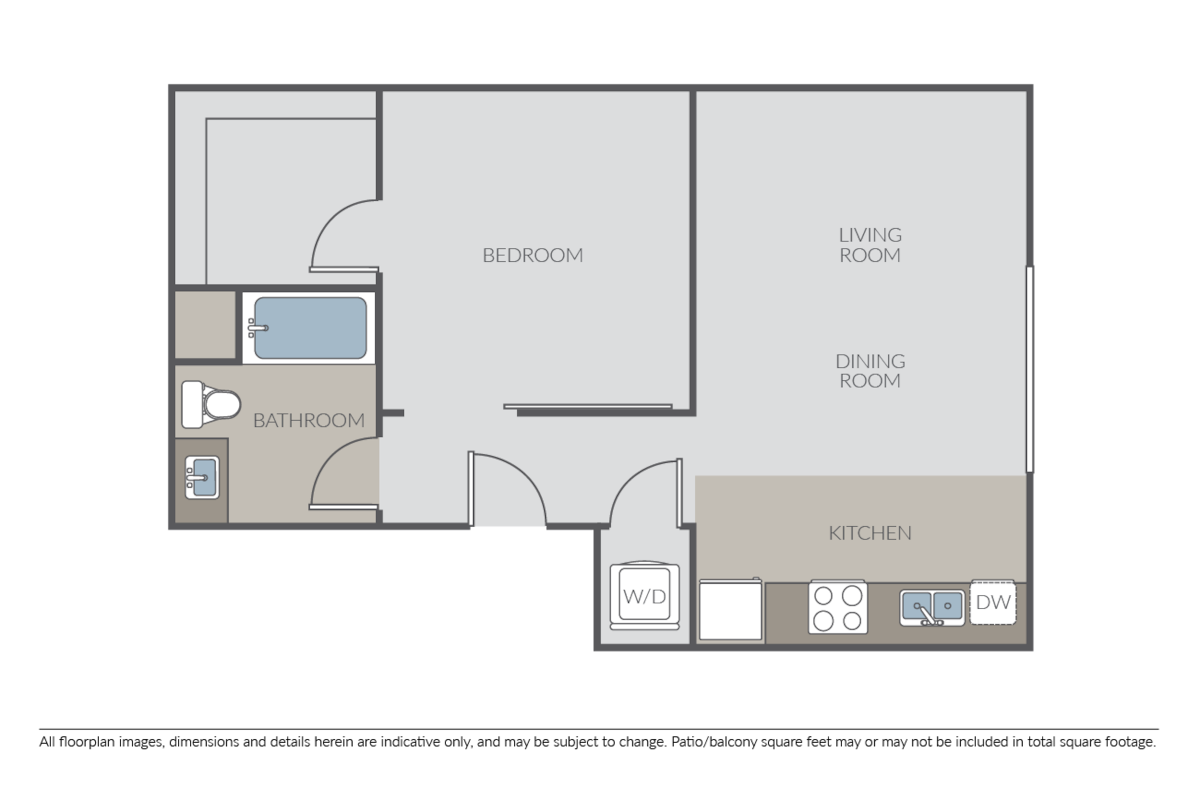 Floorplan diagram for Open 1 Bedroom A, showing 1 bedroom