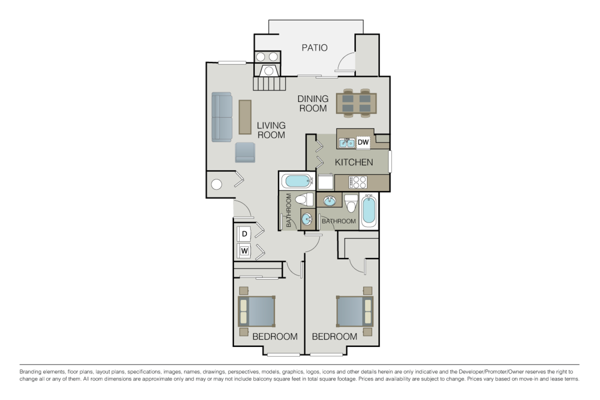 Floorplan diagram for The Denali, showing 2 bedroom