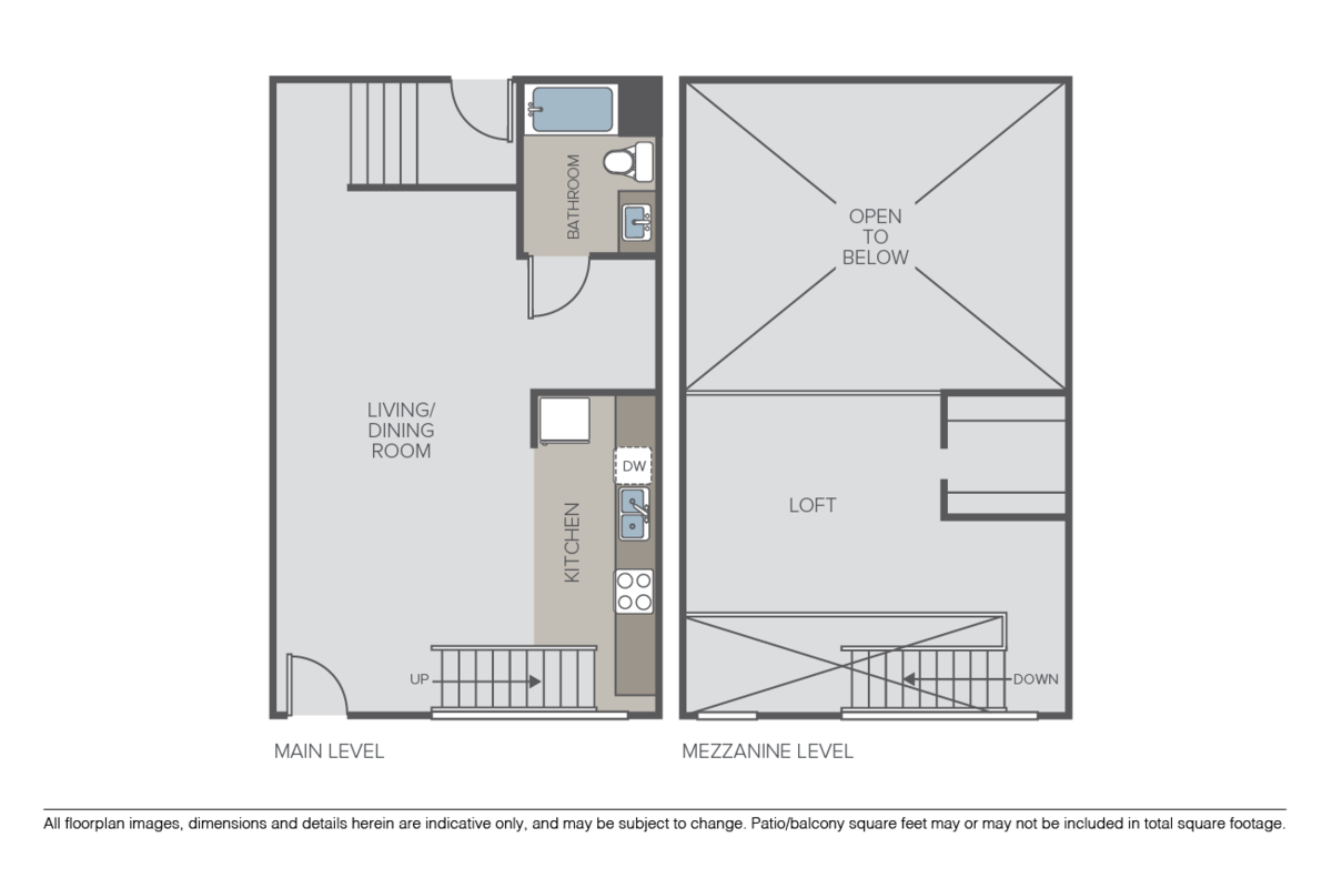 Floorplan diagram for Studio Loft A, showing Studio