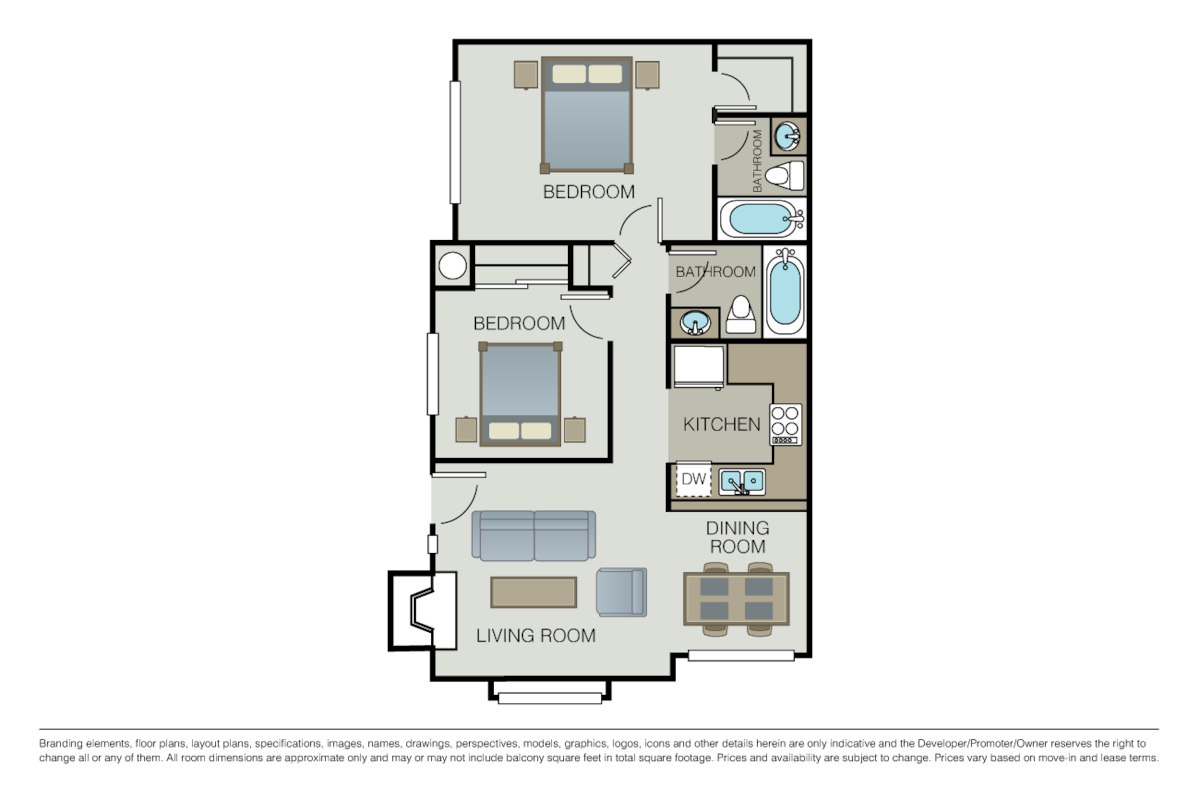 Floorplan diagram for Brittany, showing 2 bedroom