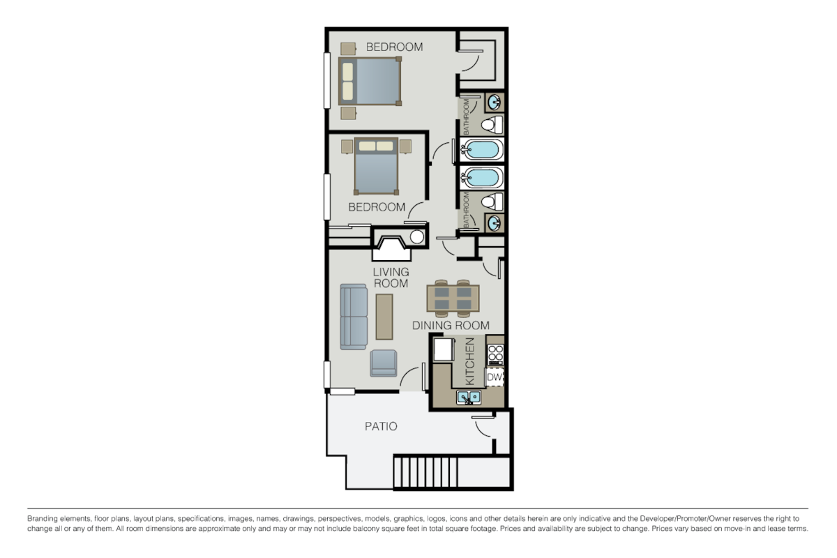 Floorplan diagram for Dundee, showing 2 bedroom