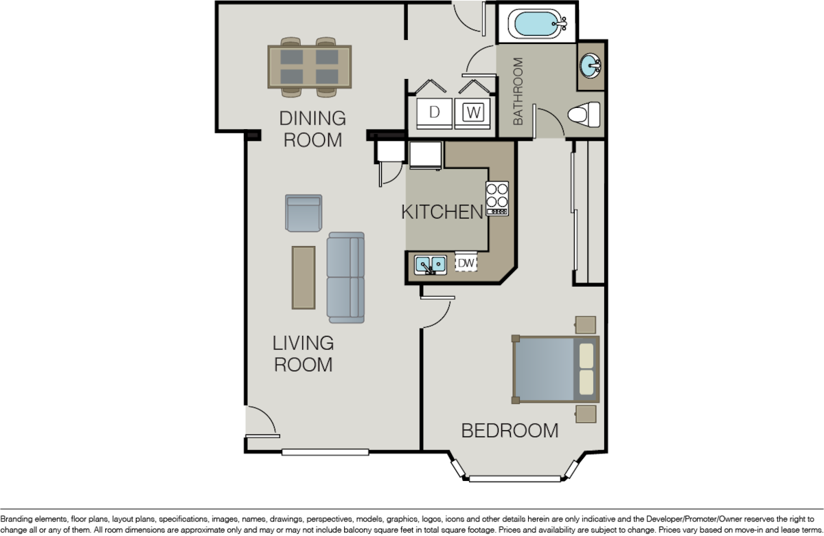 Floorplan diagram for Balmoral, showing 1 bedroom