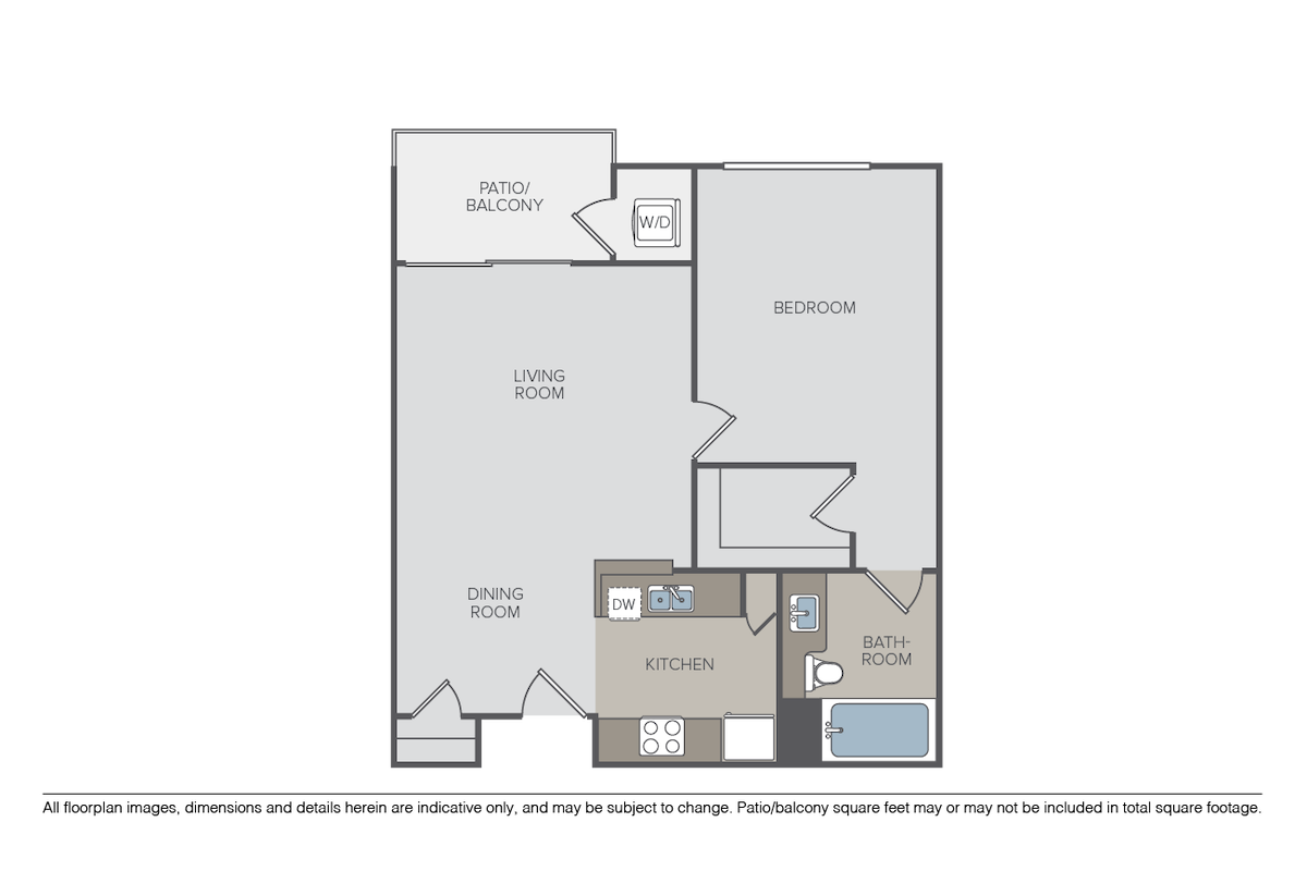 Floorplan diagram for Cortina, showing 1 bedroom