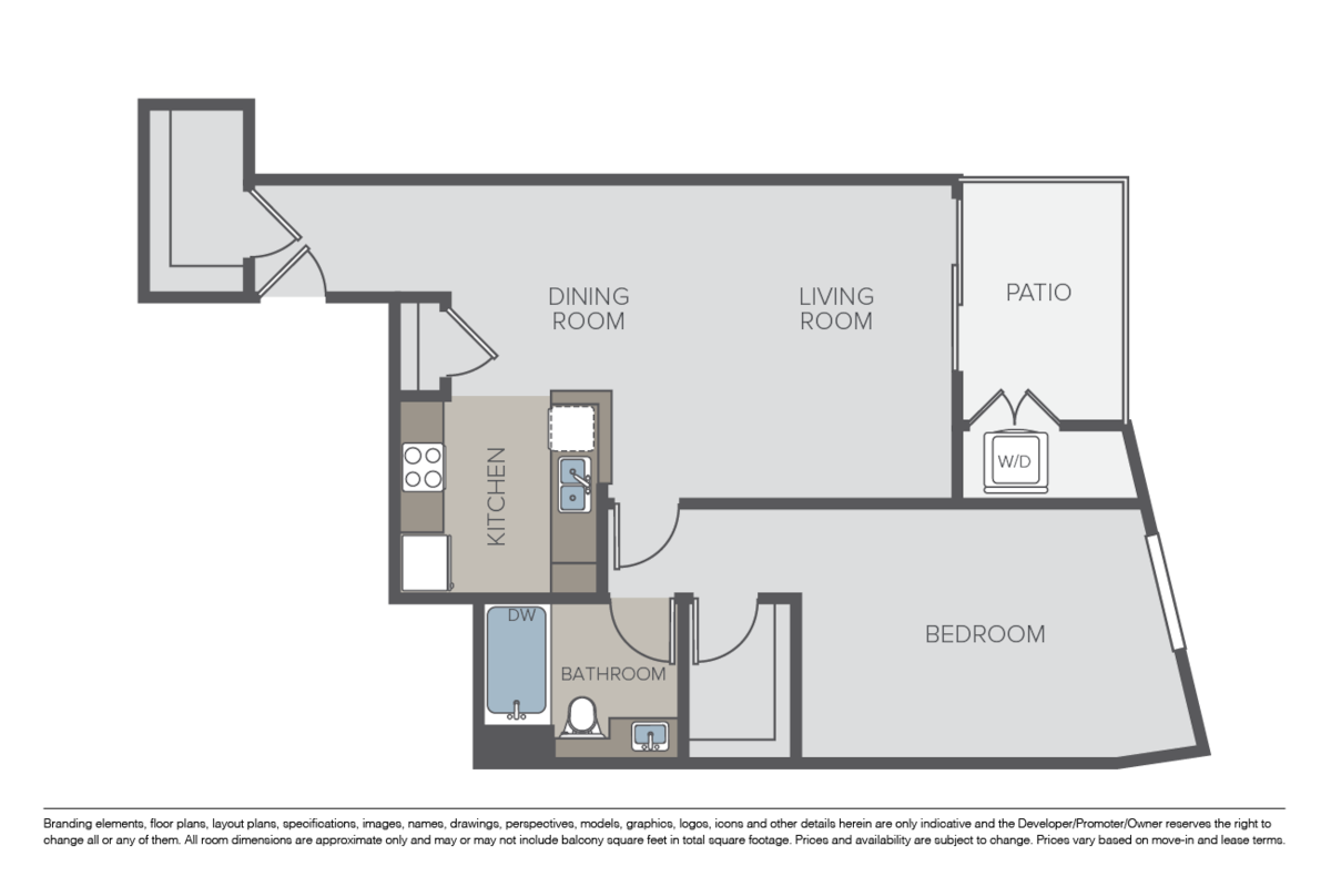 Floorplan diagram for Pique (D), showing 1 bedroom