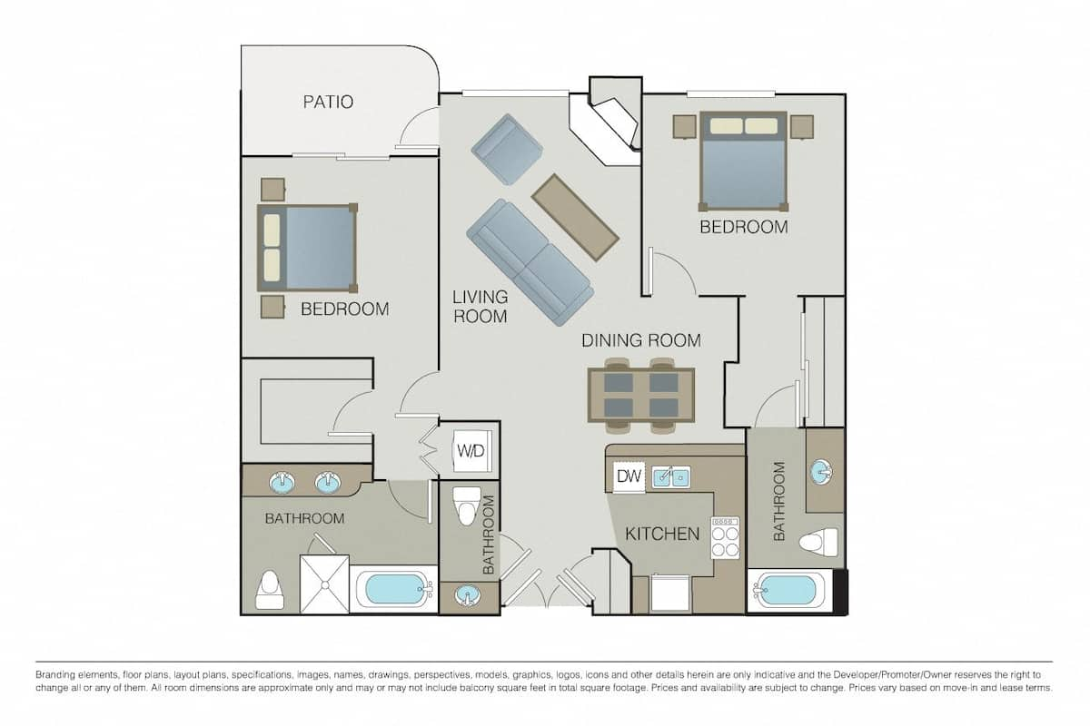 Floorplan diagram for Chianti (B), showing 2 bedroom