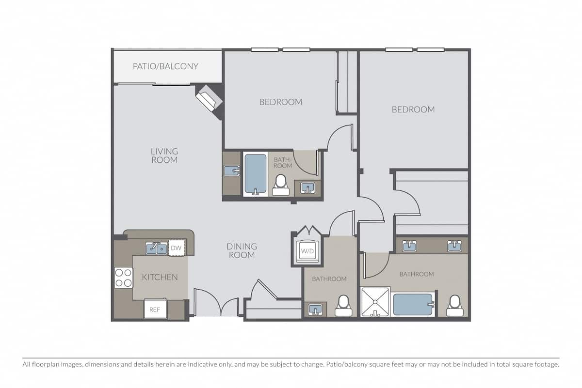 Floorplan diagram for Prosecco (C-1), showing 2 bedroom