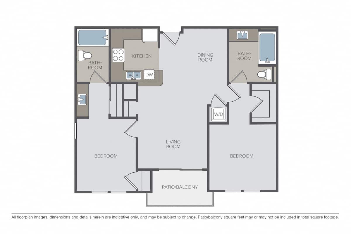 Floorplan diagram for Jade, showing 2 bedroom