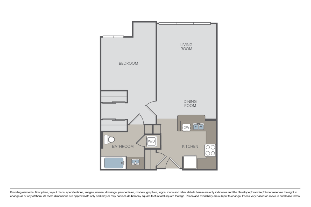 Floorplan diagram for Huntington, showing 1 bedroom
