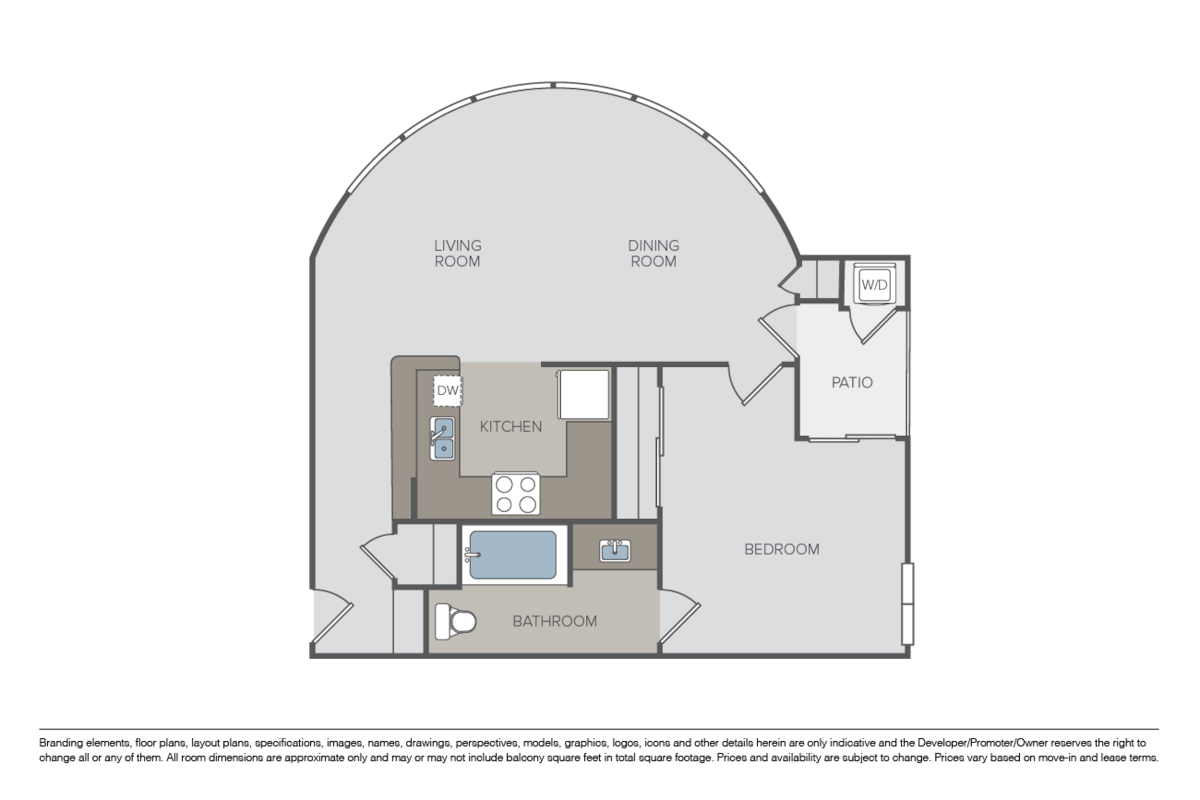 Floorplan diagram for Pasadena, showing 1 bedroom