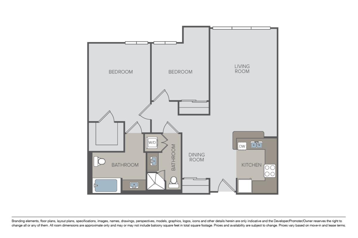 Floorplan diagram for Toluca, showing 2 bedroom