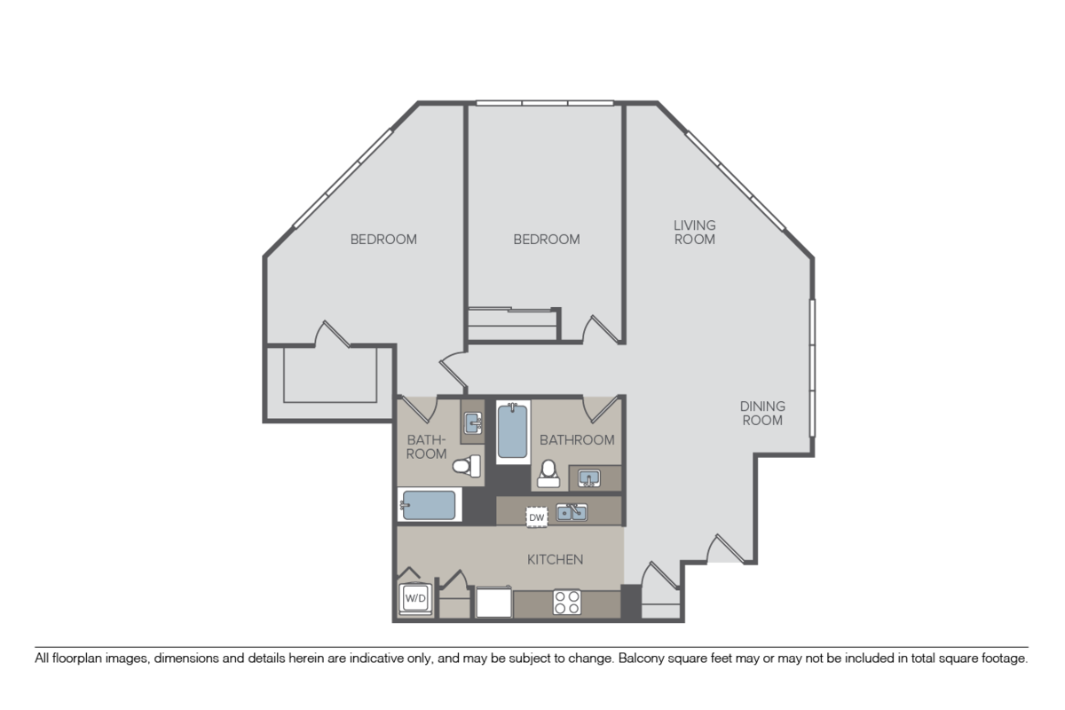Floorplan diagram for Vine, showing 2 bedroom