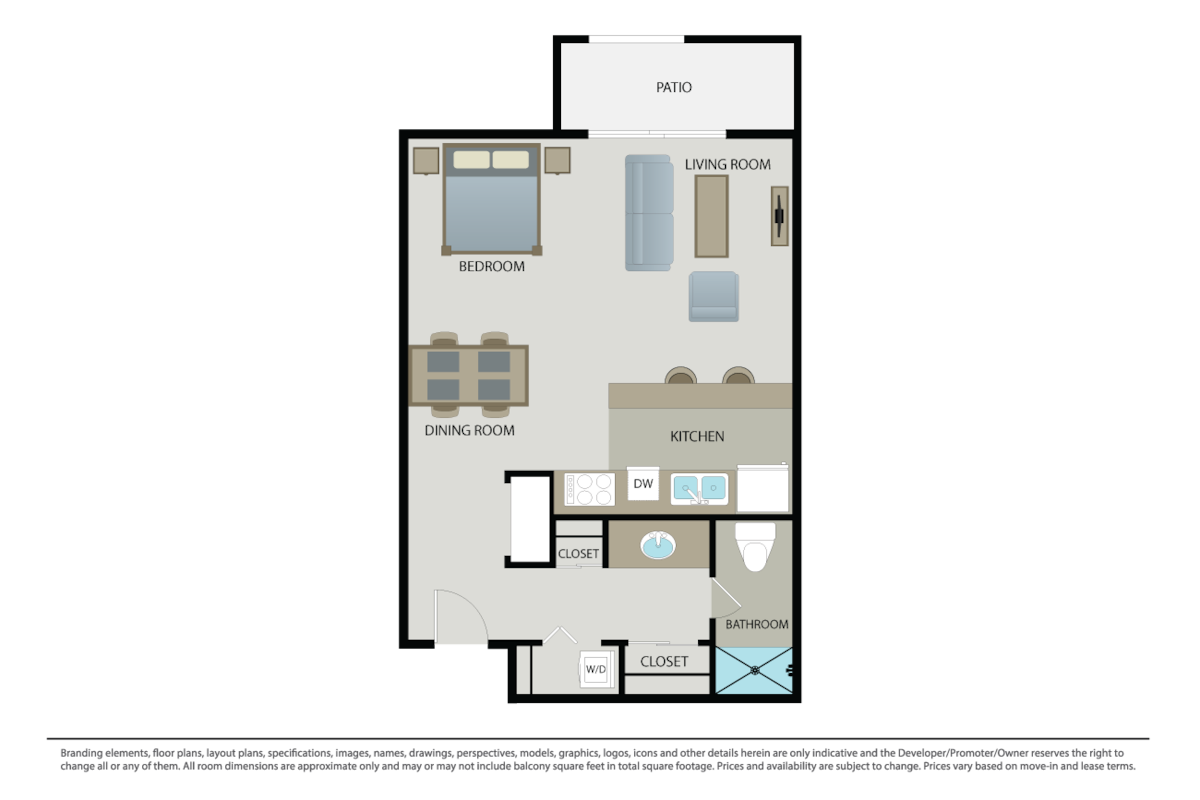 Floorplan diagram for A1 - Studio, showing Studio