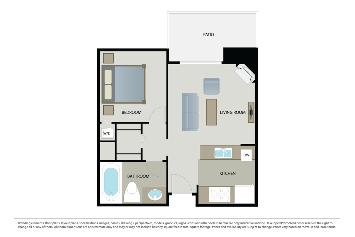 Floorplan diagram for B1 - 1 Bed 1 Bath, showing 1 bedroom
