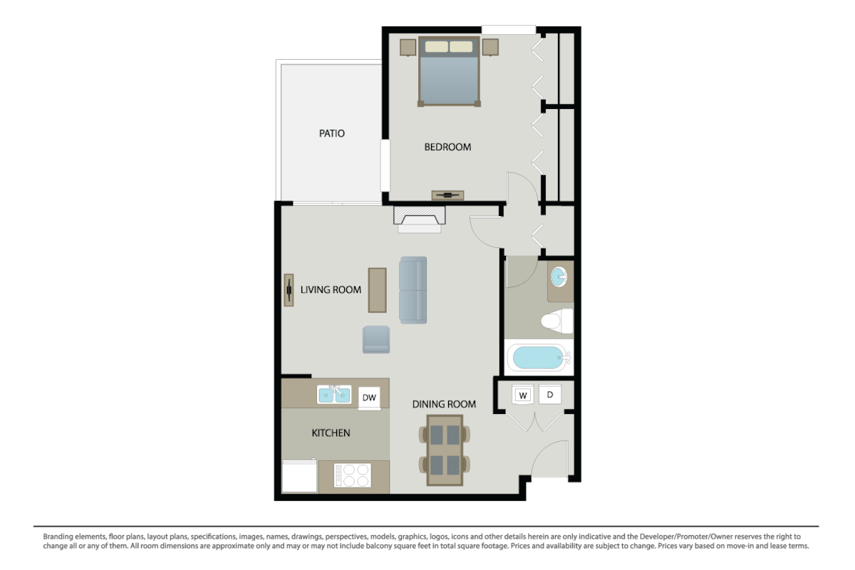 Floorplan diagram for B3 - 1 Bed 1 Bath, showing 1 bedroom