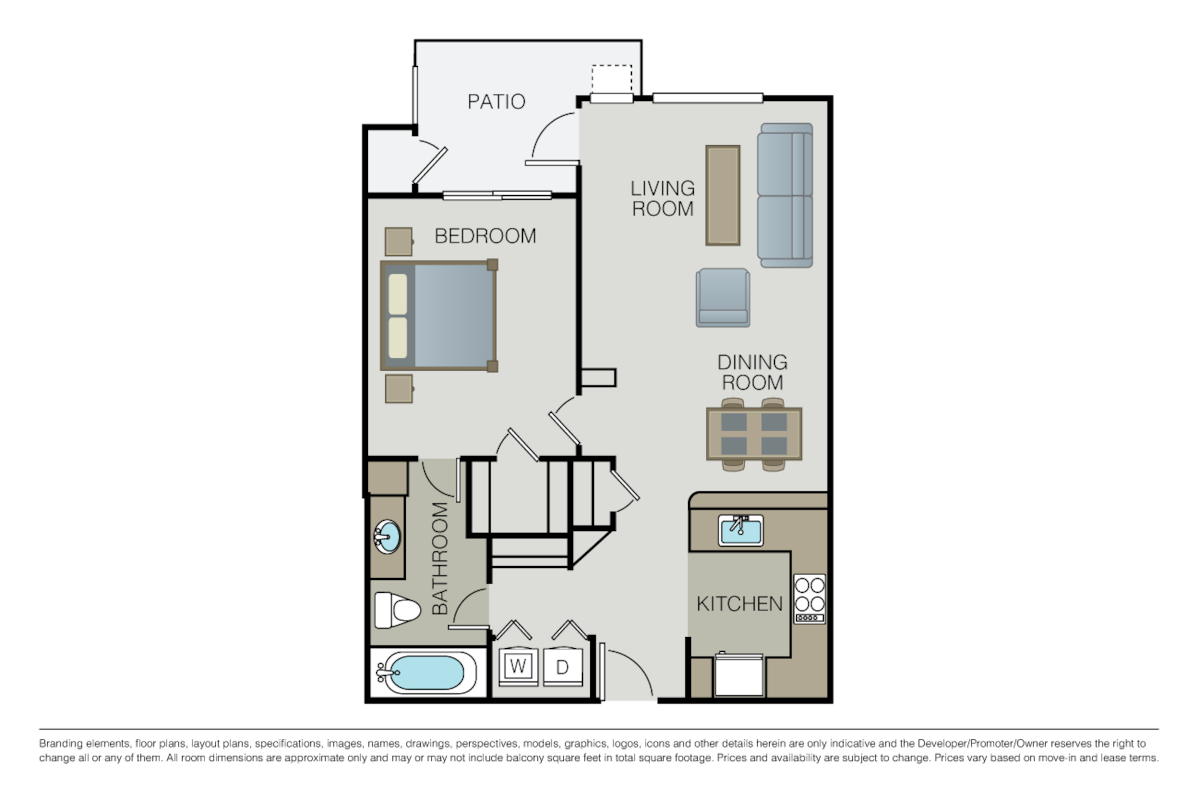 Floorplan diagram for The Carlton, showing 1 bedroom