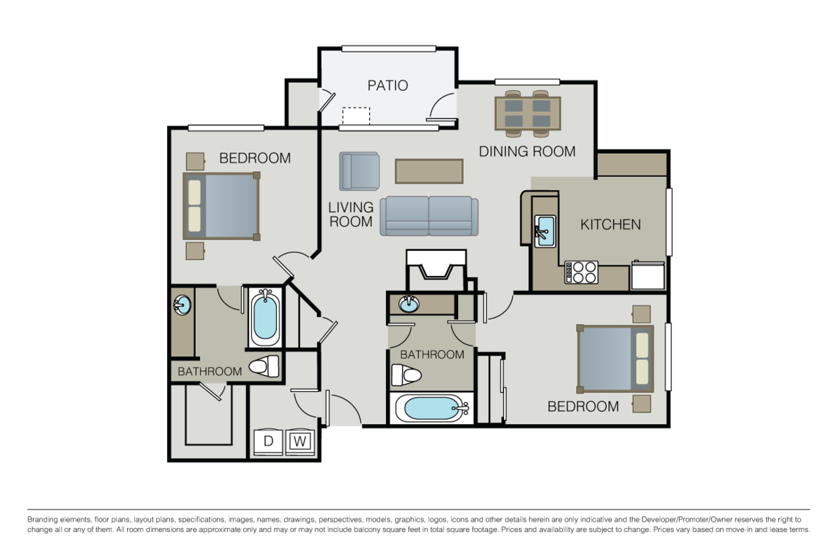 Floorplan diagram for The Kelsey, showing 2 bedroom