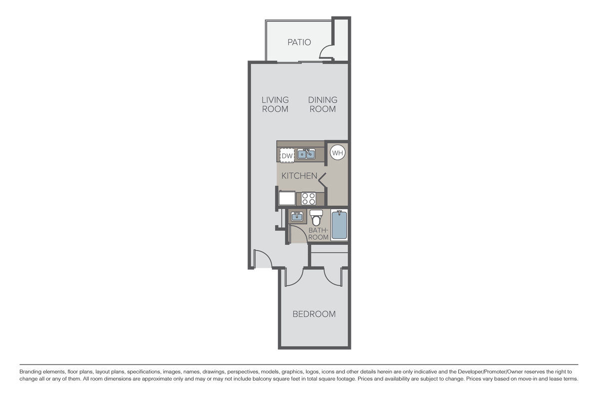 Floorplan diagram for Plan 1B, showing 1 bedroom