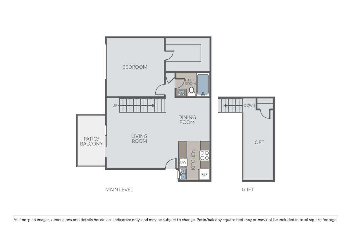 Floorplan diagram for 1 Bed 1 Bath (B) - Loft, showing 1 bedroom