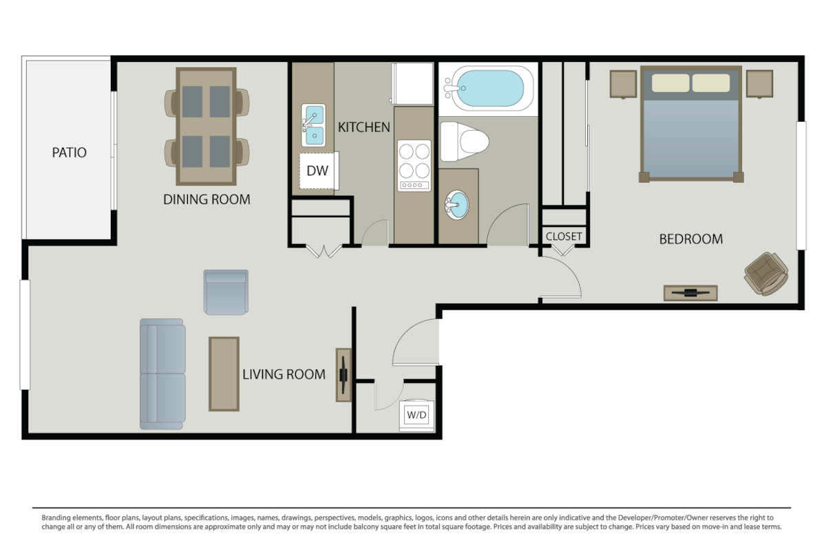 Floorplan diagram for Plan 1A, showing 1 bedroom
