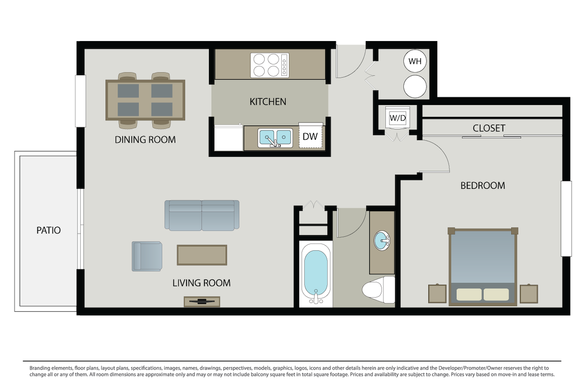 Floorplan diagram for Plan 1B, showing 1 bedroom