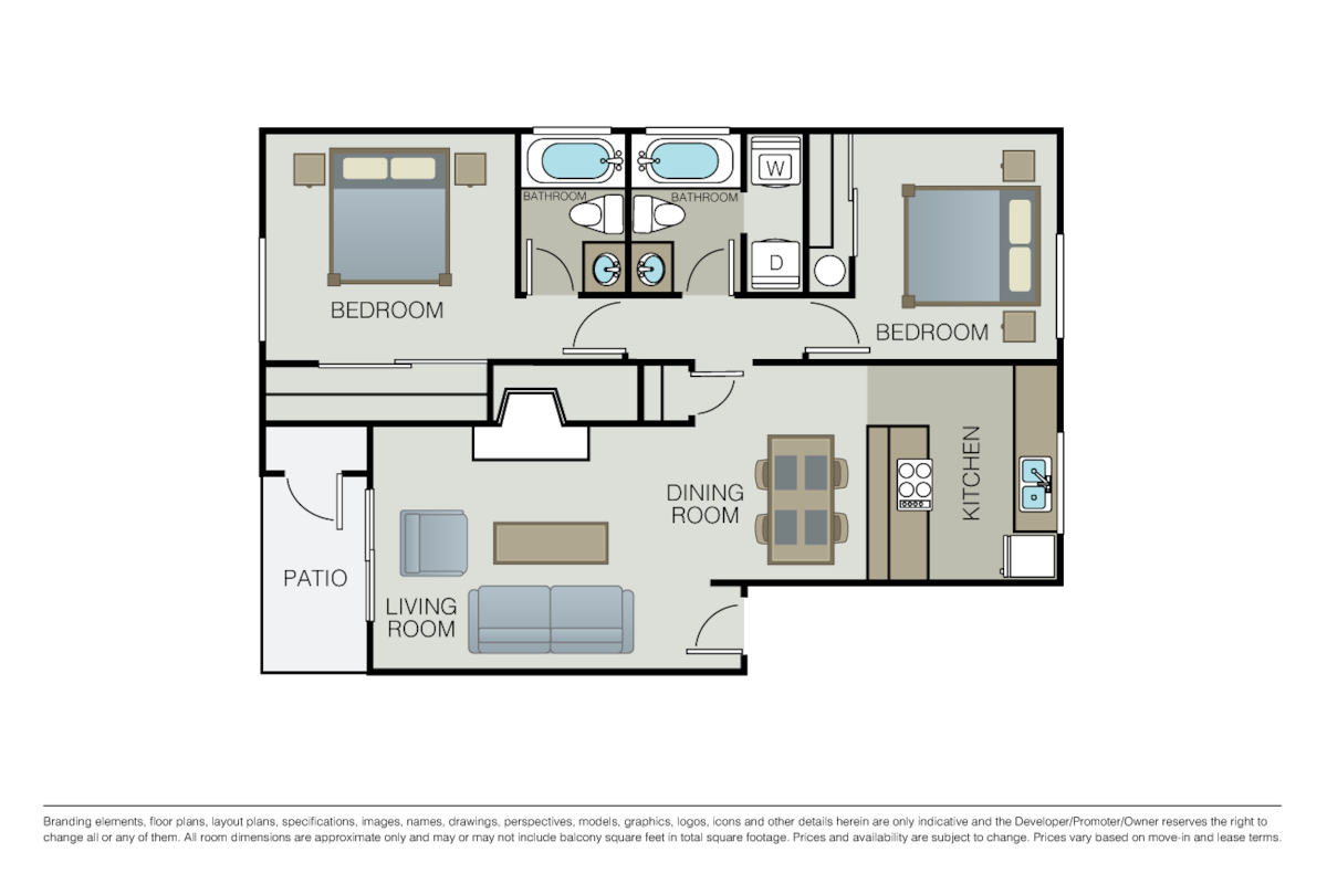 Floorplan diagram for Heather, showing 2 bedroom