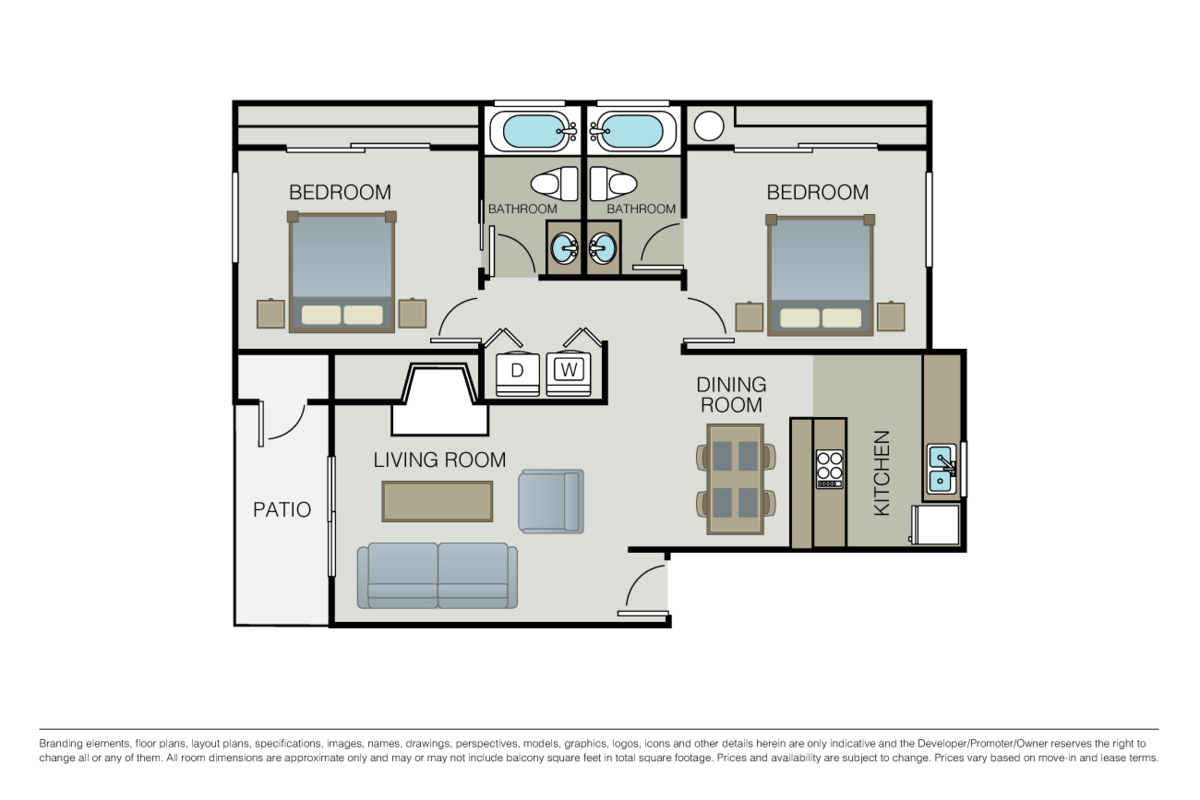 Floorplan diagram for Juniper, showing 2 bedroom