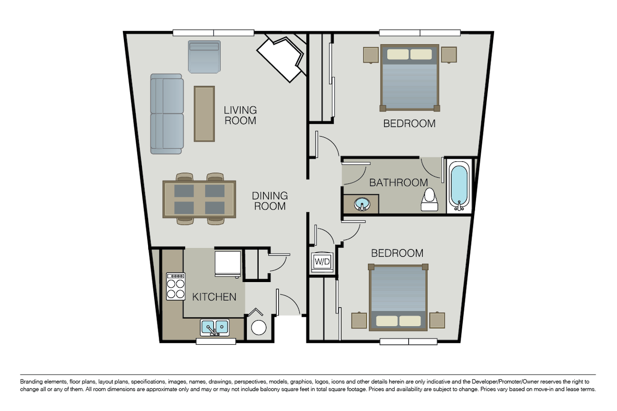 Floorplan diagram for Plan 2A, showing 2 bedroom