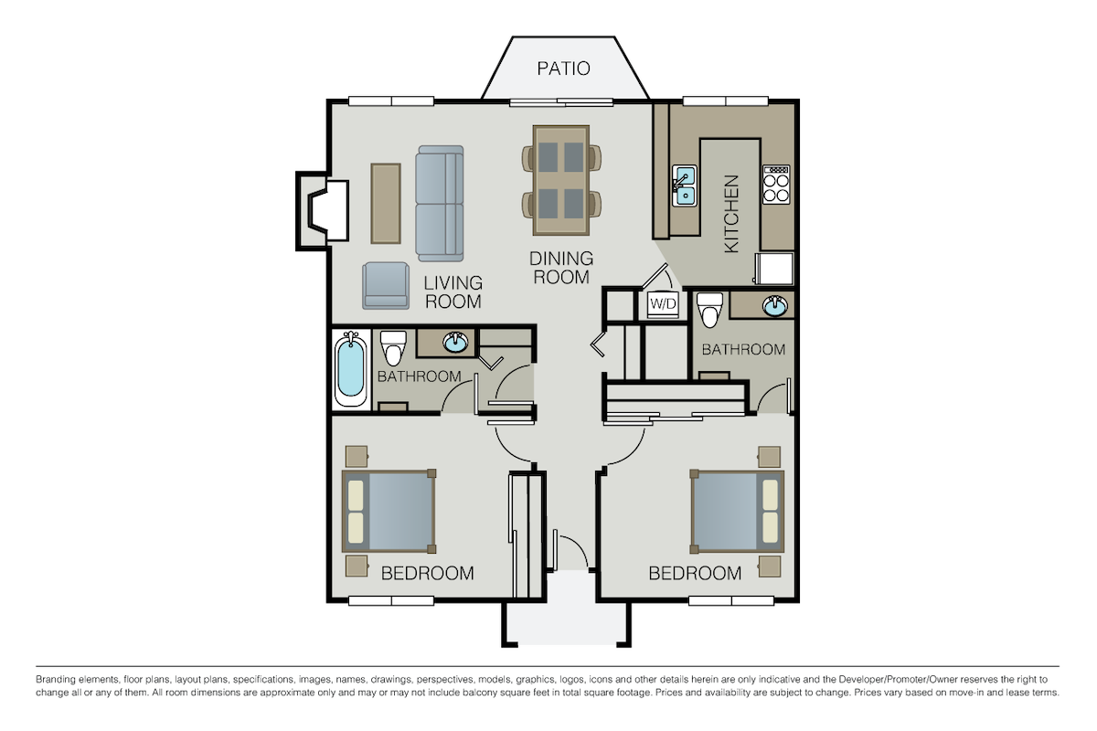 Floorplan diagram for Plan 2C, showing 2 bedroom