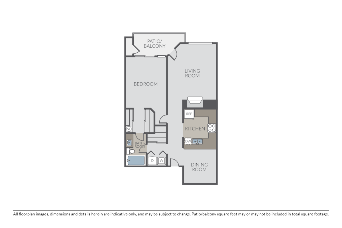 Floorplan diagram for 1 Bed 1 Bath, showing 1 bedroom