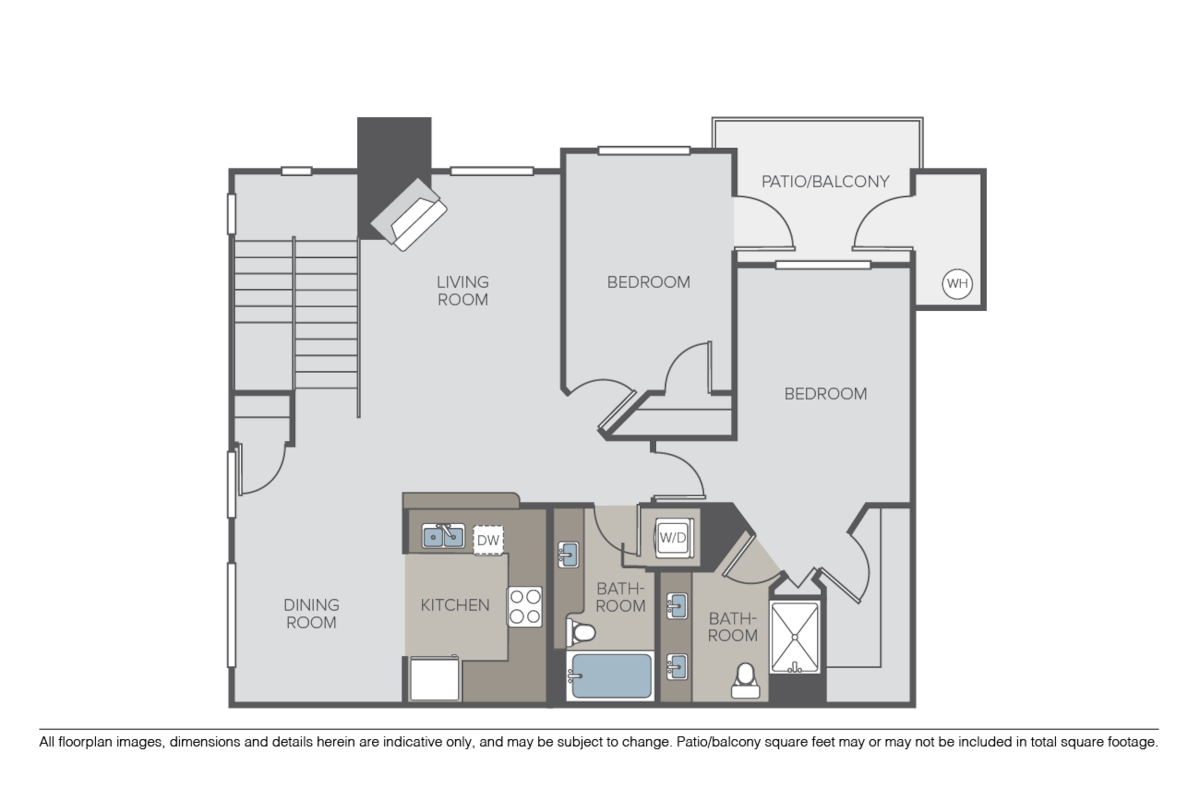 Floorplan diagram for Milano, showing 2 bedroom