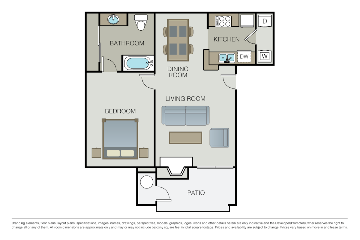 Floorplan diagram for The Vernazza, showing 1 bedroom