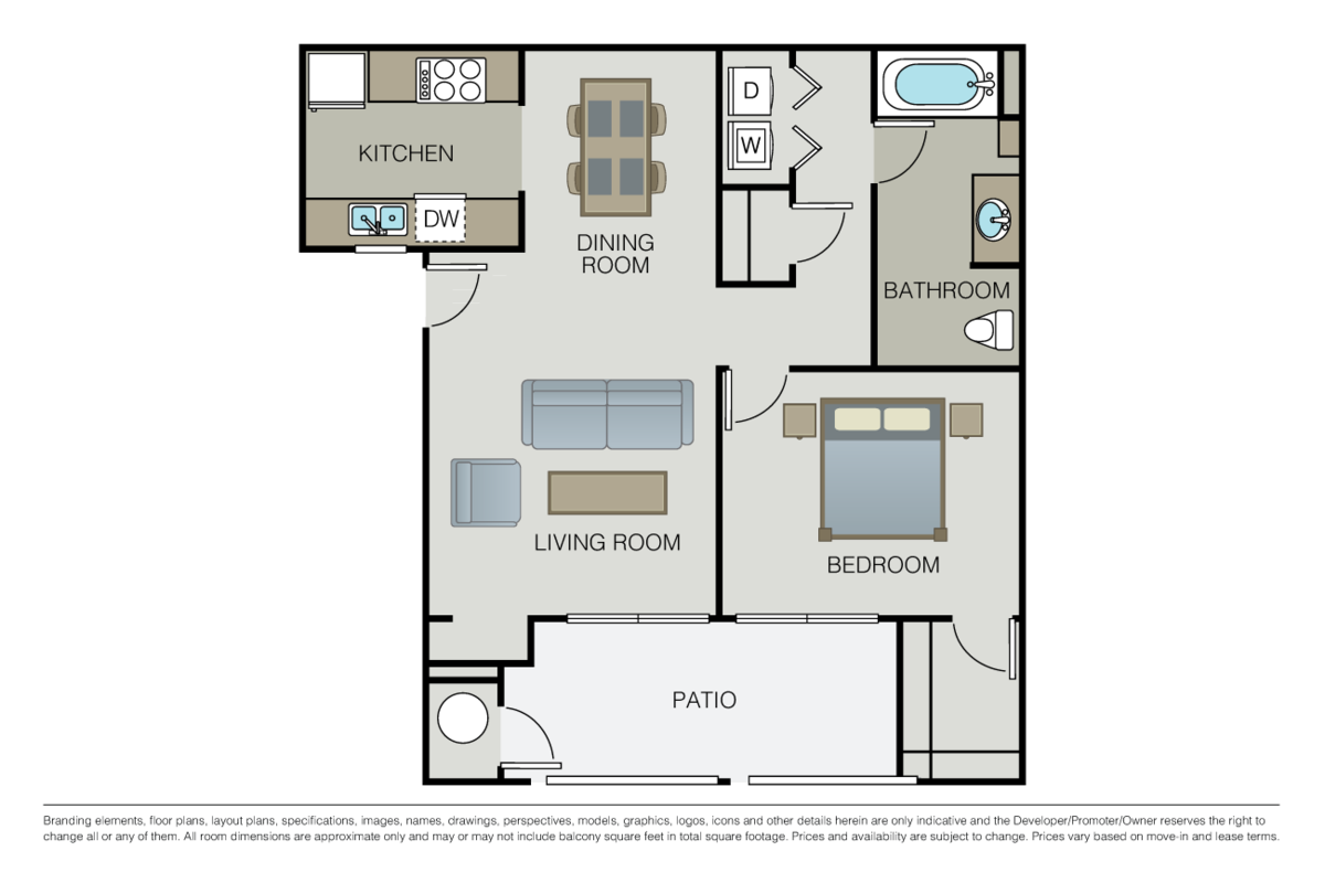 Floorplan diagram for The Firenze, showing 1 bedroom