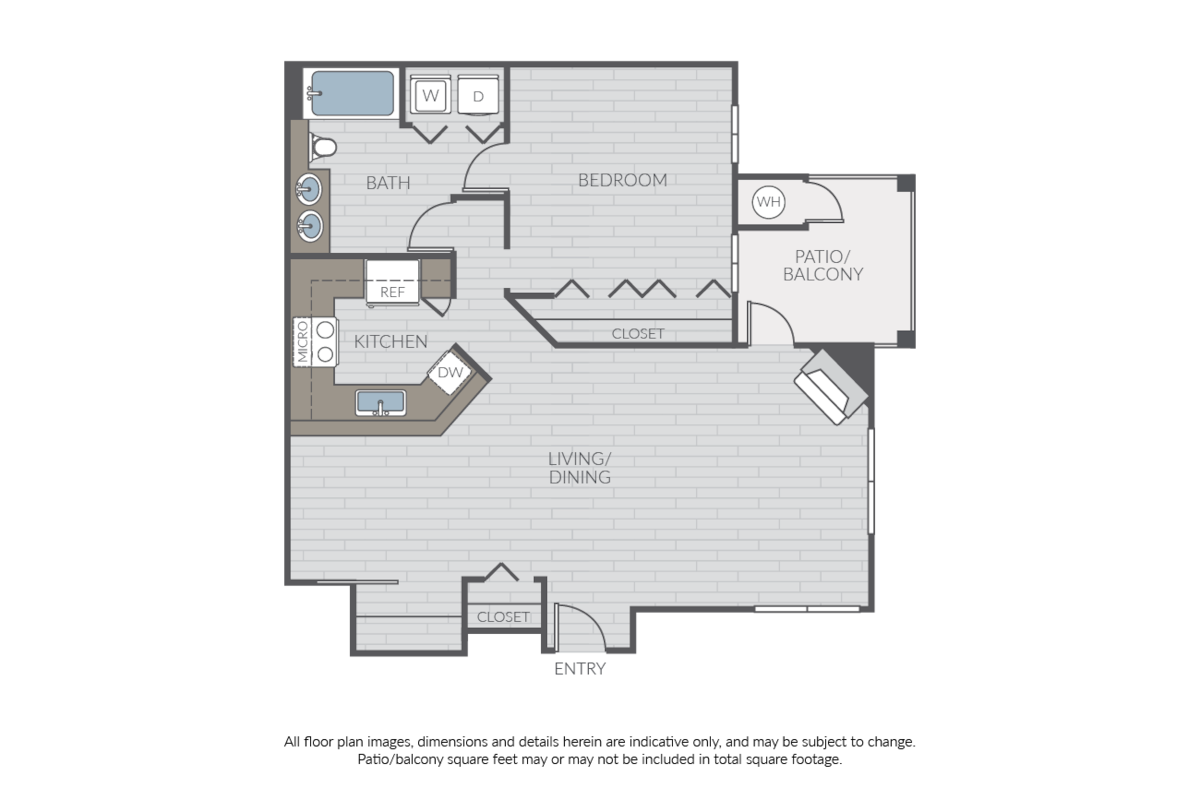 Floorplan diagram for Plan 1E, showing 1 bedroom