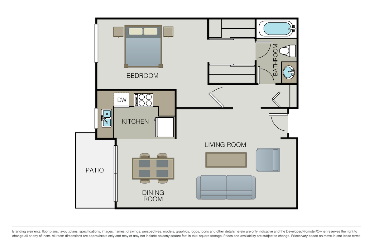 Floorplan diagram for Plan 1A, showing 1 bedroom