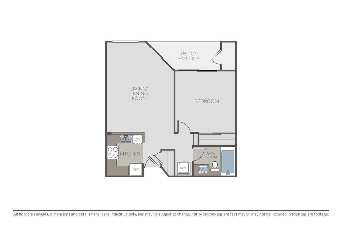 Floorplan diagram for The Calais, showing 1 bedroom