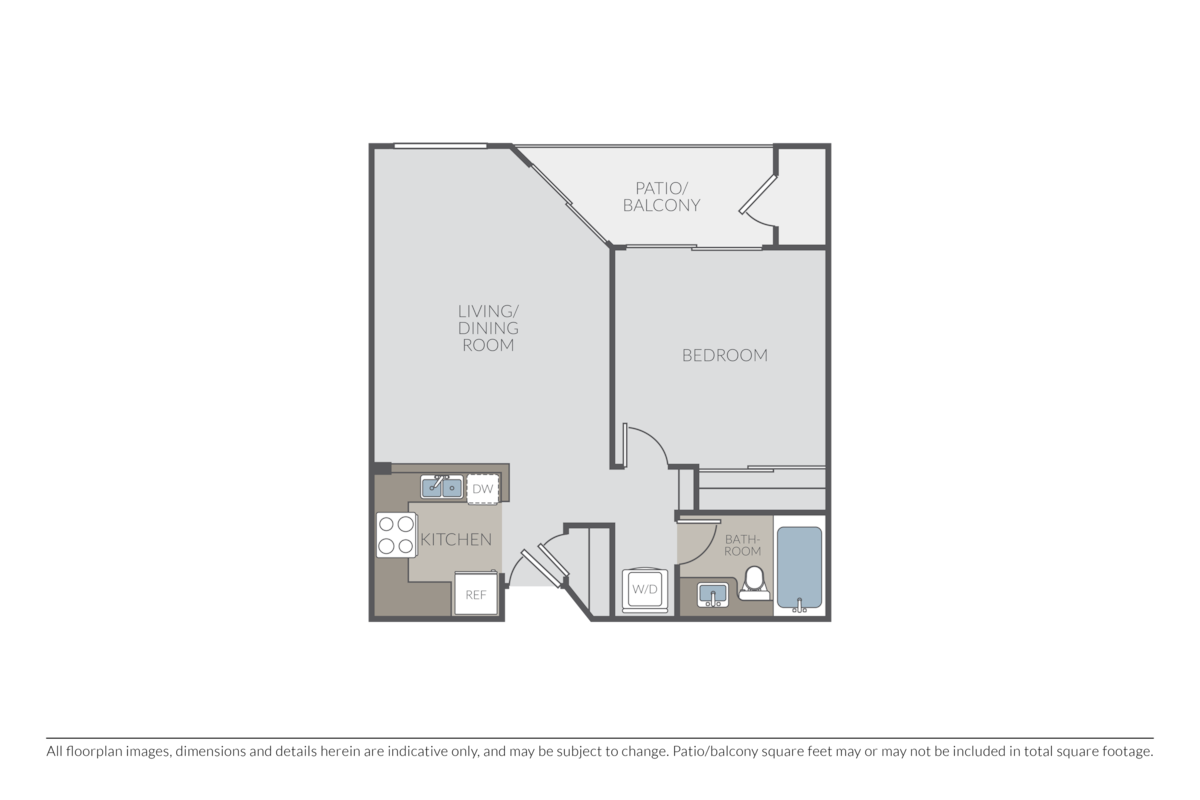 Floorplan diagram for The Calais, showing 1 bedroom