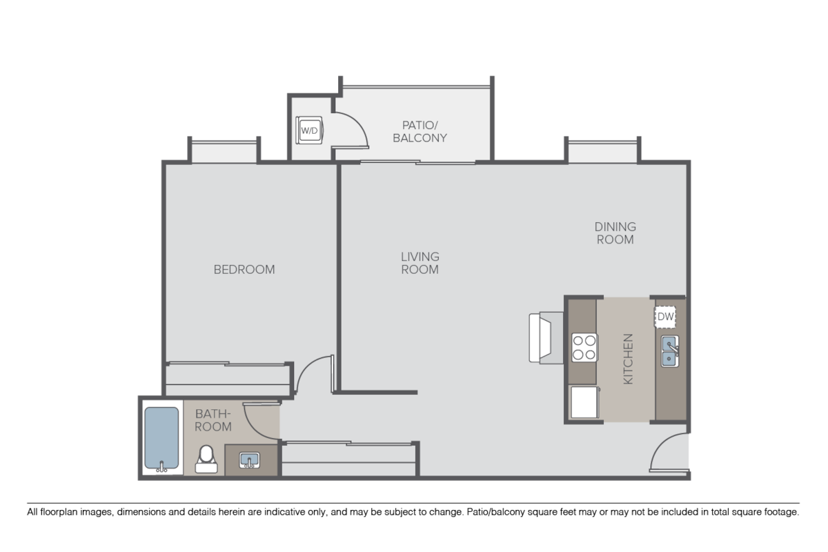 Floorplan diagram for 1 Bed 1 Bath (BL), showing 1 bedroom