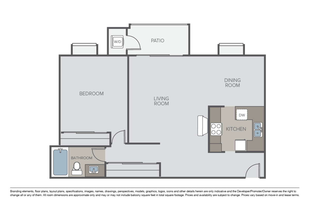 Floorplan diagram for 1 Bed 1 Bath (CL), showing 1 bedroom