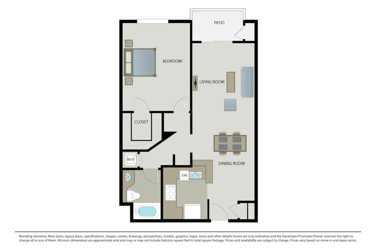 Floorplan diagram for Cannes (A-1), showing 1 bedroom