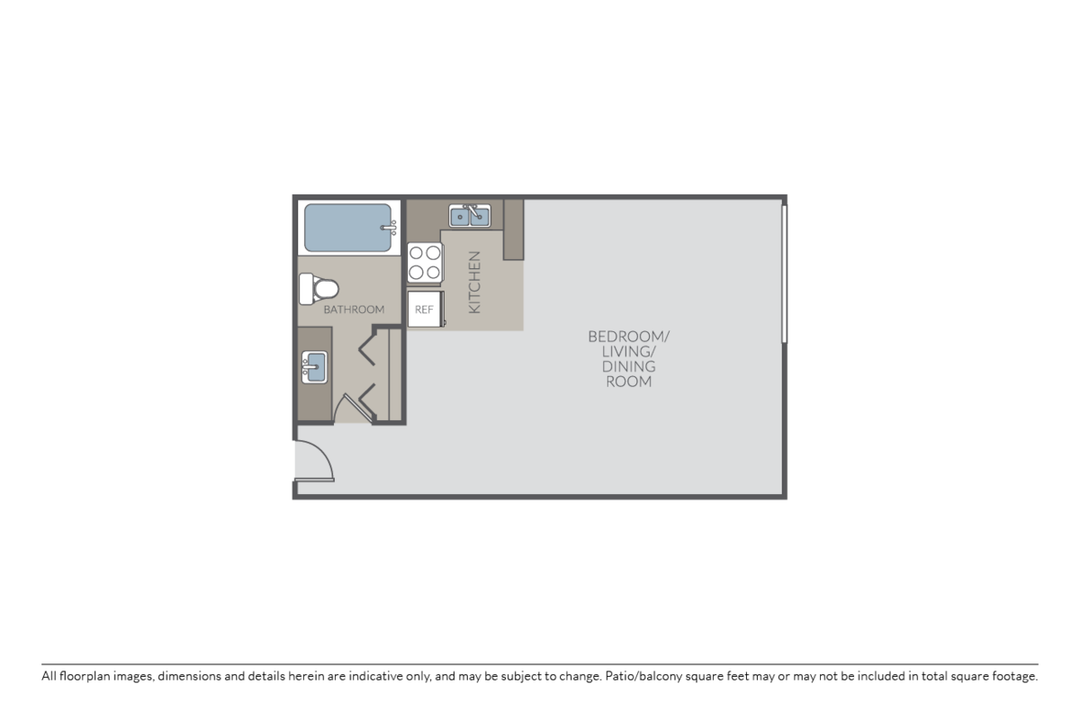 Floorplan diagram for Studio 1 Bath, showing Studio