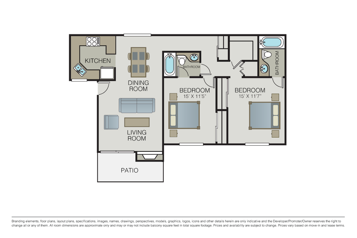 Floorplan diagram for Plan 2A, showing 2 bedroom