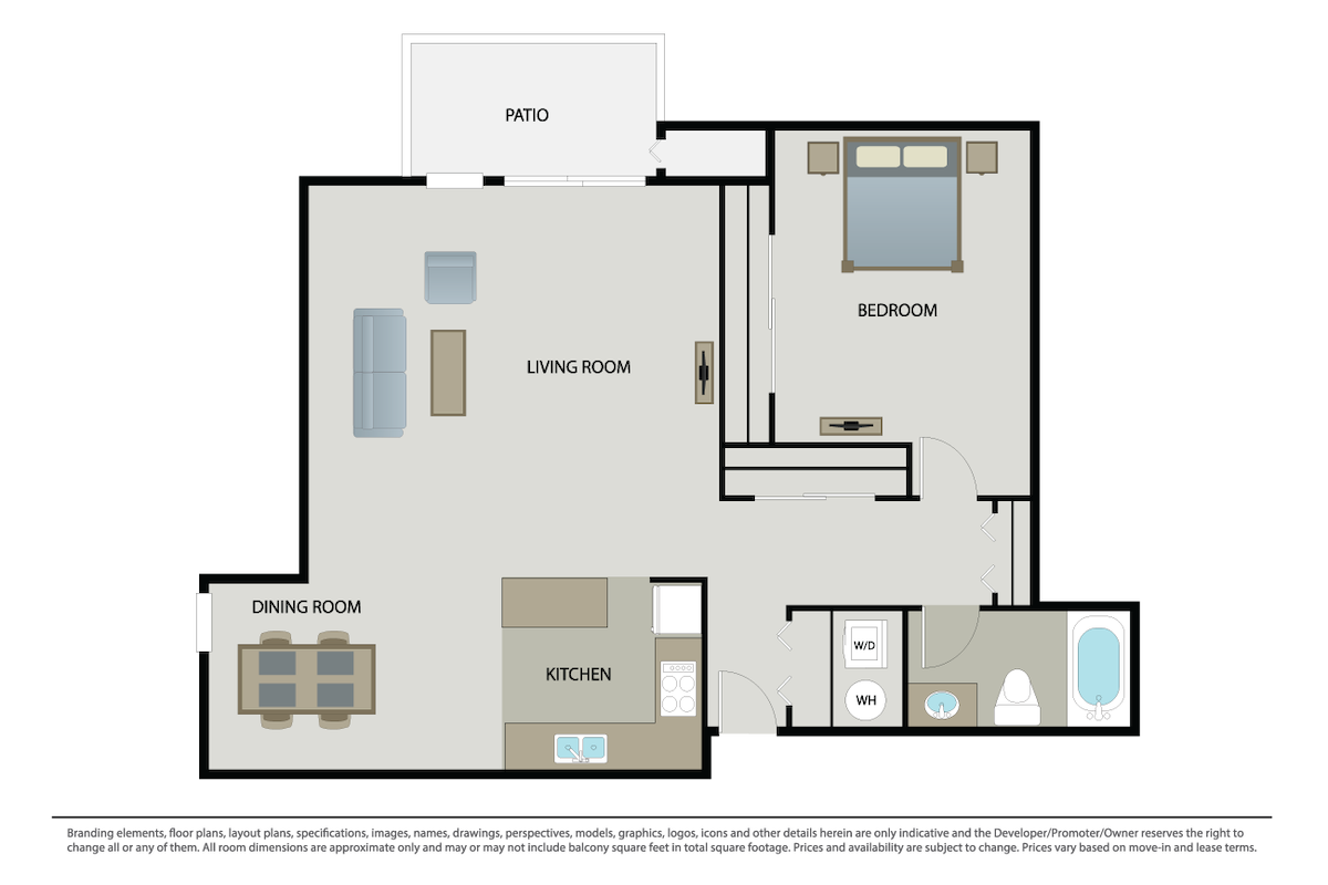 Floorplan diagram for Plan 1B, showing 1 bedroom