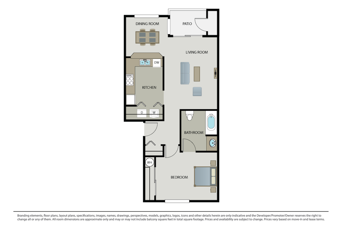 Floorplan diagram for Plan 1A, showing 1 bedroom