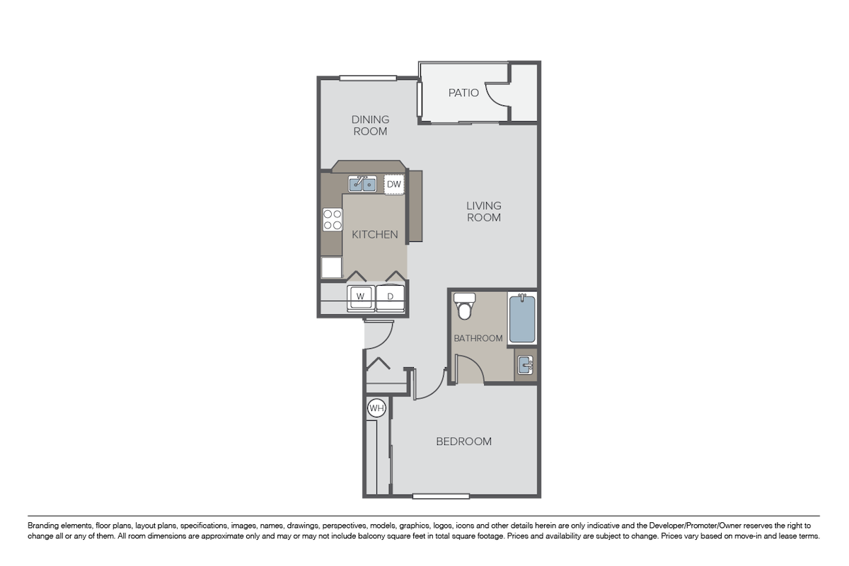 Floorplan diagram for Plan 1B, showing 1 bedroom